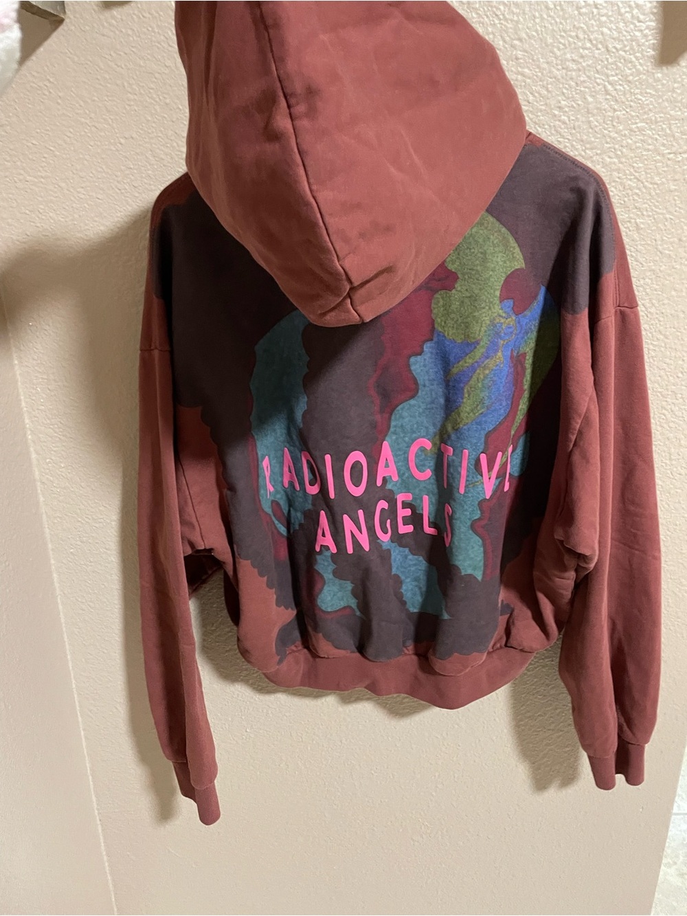 Boys Lie Maroon Hoodie with Multicolor Back Graphic